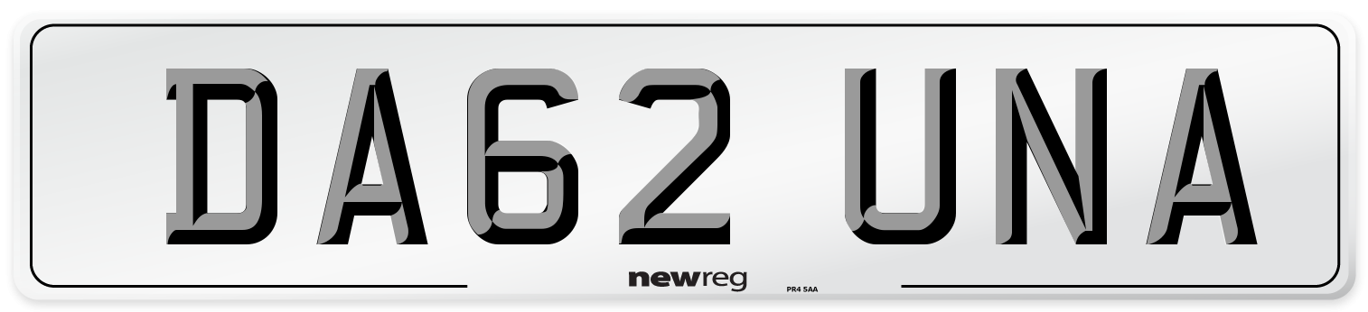 DA62 UNA Number Plate from New Reg